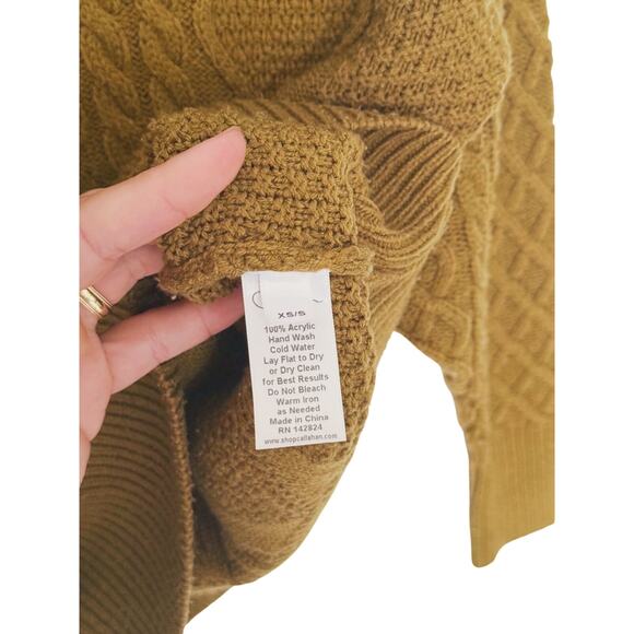 Callahan Womens Fisherman Cable Knit Sweater XS/S Bronze Preppy Quiet Luxury - Picture 7 of 8